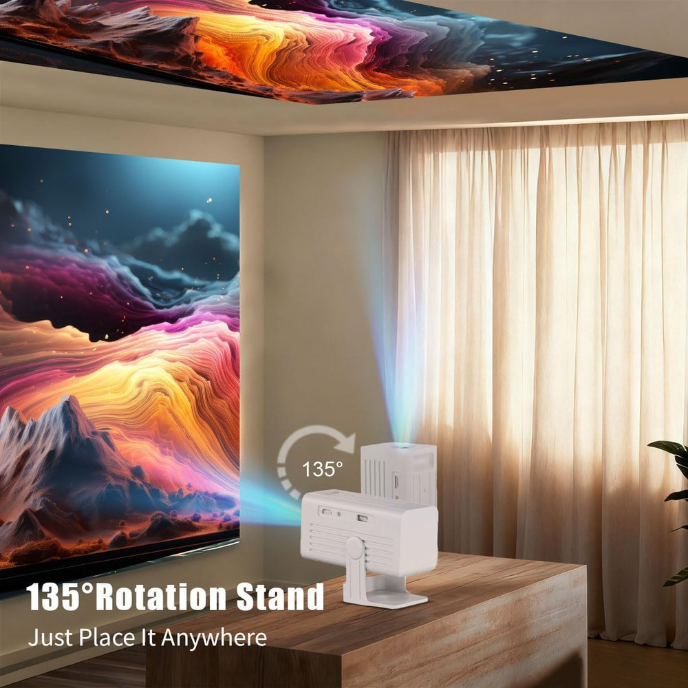 [Smart Projector with Apps] 4K Supported Mini Projector with Wifi and Bluetooth,