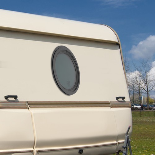 Round Fixed RV Window Venting Window with Trim Ring Replacement Smoke Grey