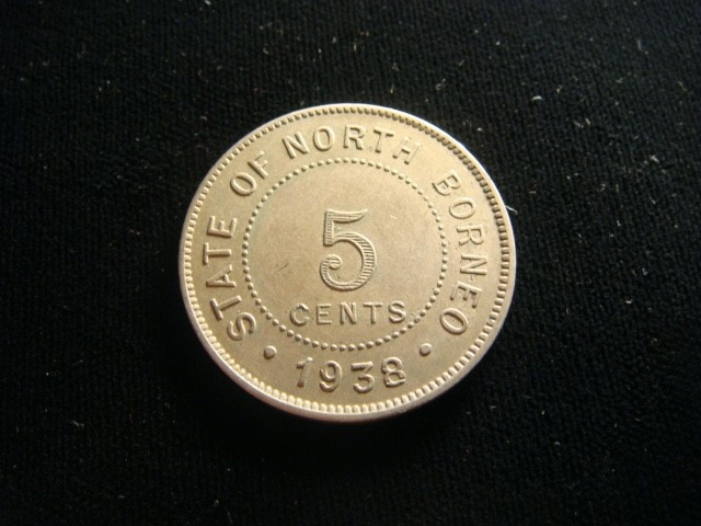 NORTH BORNEO STATE 5 CENT 1938 H.