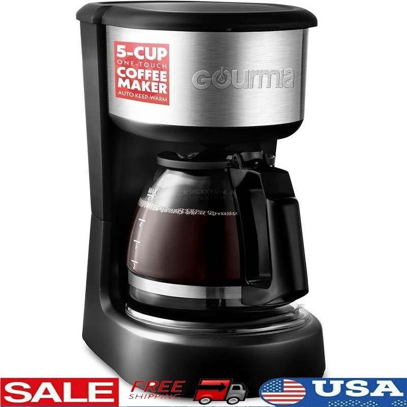 One Touch Coffee Maker 5 Cup Fast Brewing Keep Warm Function Easy View Window US