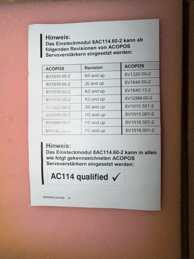 B&R ACOPOS 8AC114.60-2 Servo Control Module