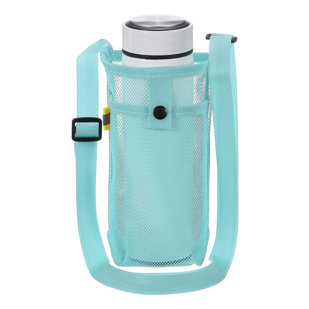 Water Bottle Carrier Mesh Sleeve with Strap, Blue