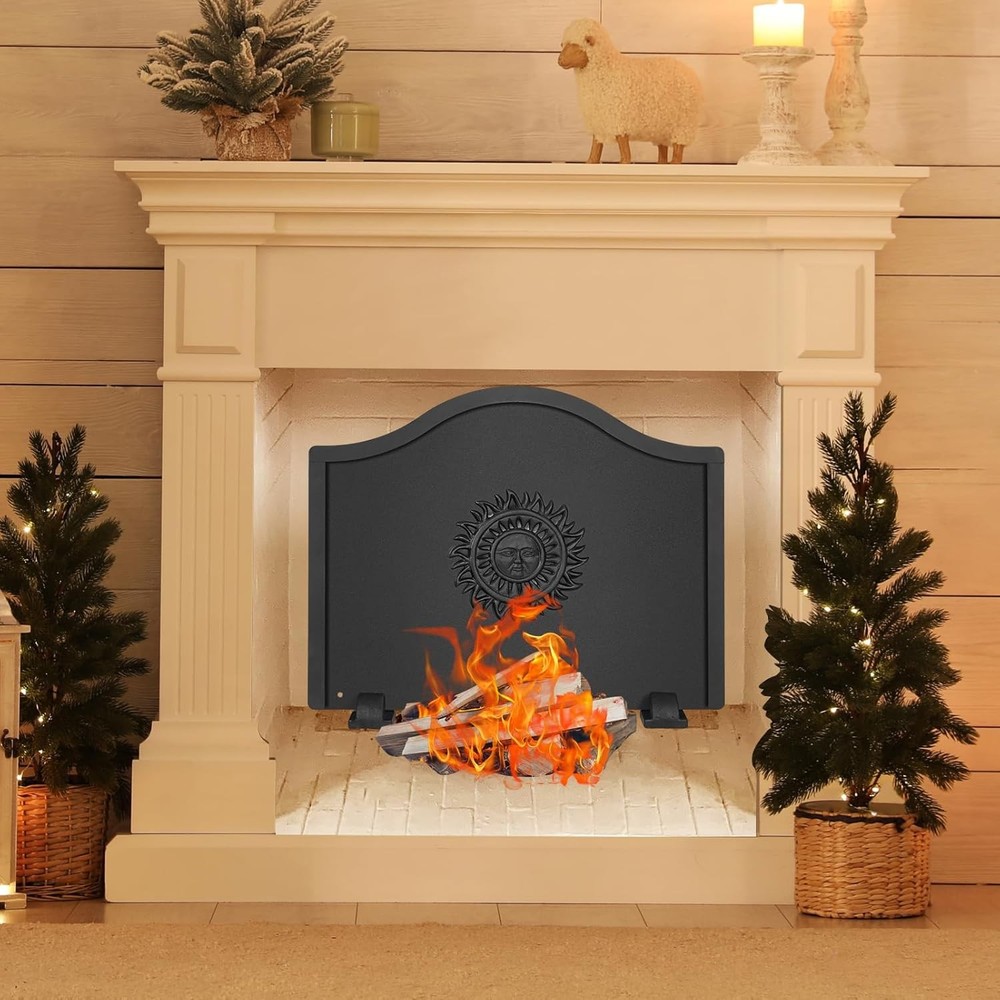 Fireback for Fireplace 24 Inches - Back Plates with Feets 24, Black