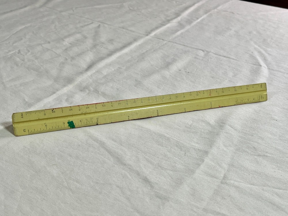 Vintage Triangular ALVIN Architect Scale - No. 210 Pearwood - Made In Germany