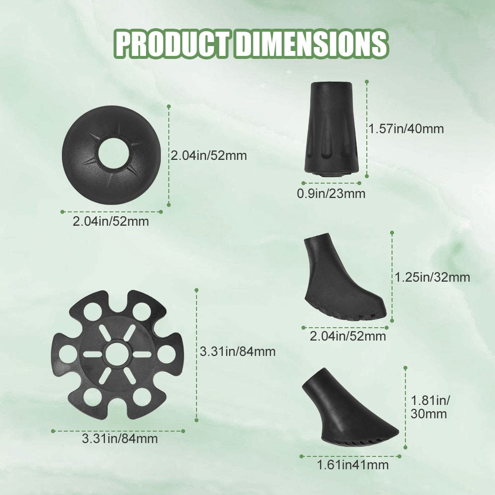 10 PCS Universal Replacement Rubber Tips Set for Trekking Pole Tips Protectors