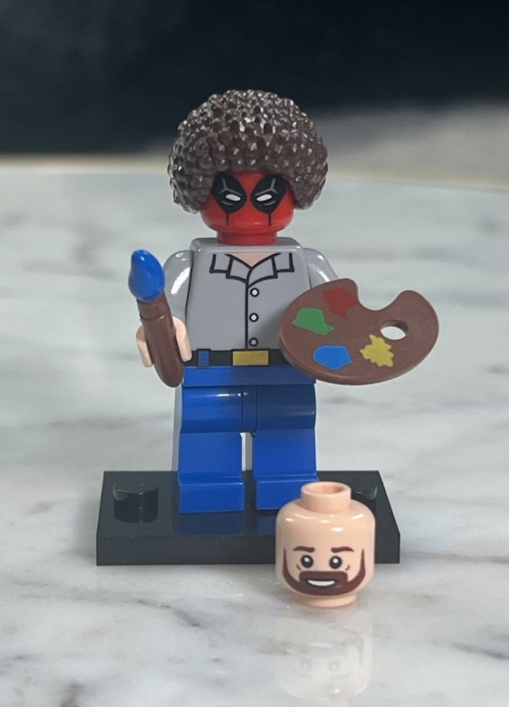 Lego Bob Ross w/ Deadpool Head Custom Printed Minifigure