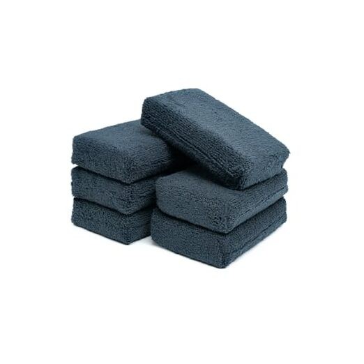 - Premium Grade Terry Microfiber Detailing 3"x5" (6 Pack) Black Terry Weave