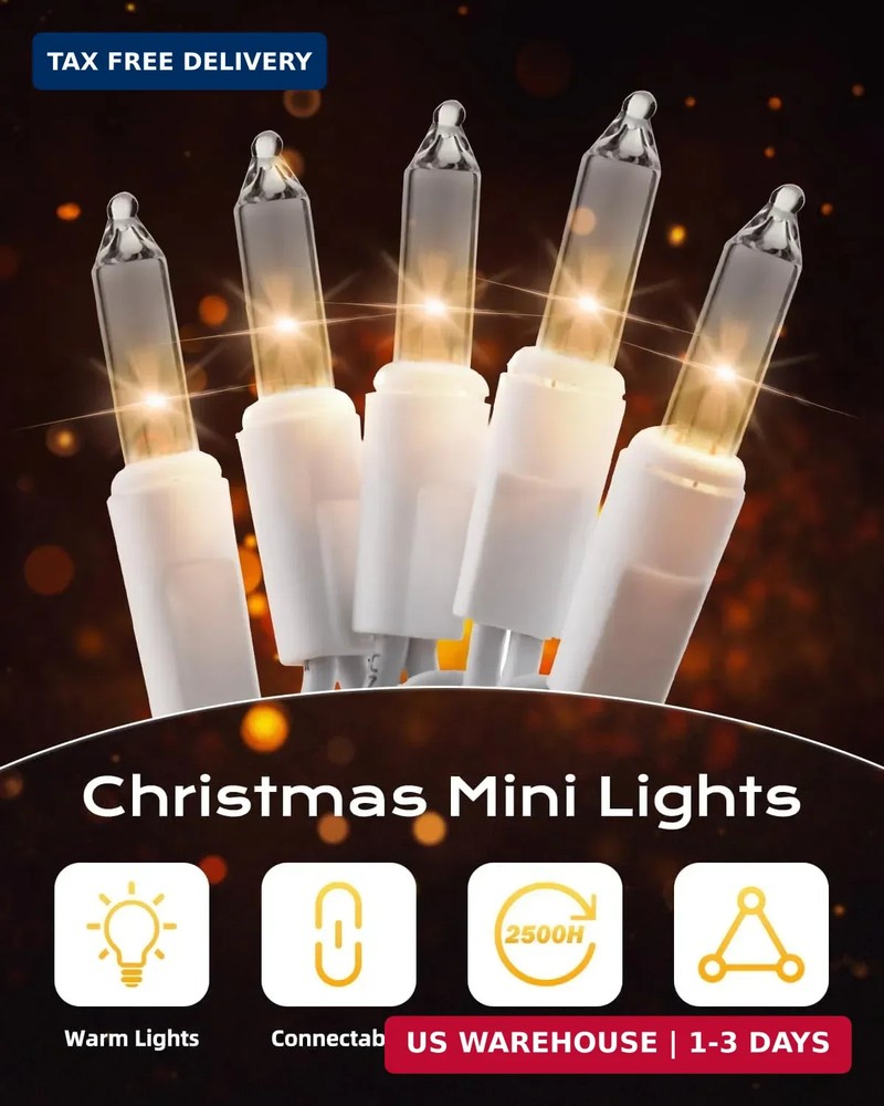 Brightown Christmas Lights, 100-Count 20ft Clear Incandescent Bulb Mini String L