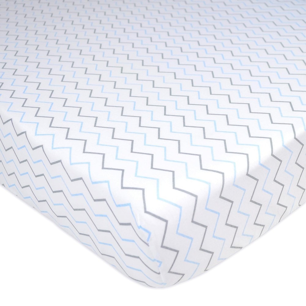 3-Pack Cotton Crib Sheets, Blue Star/Zigzag