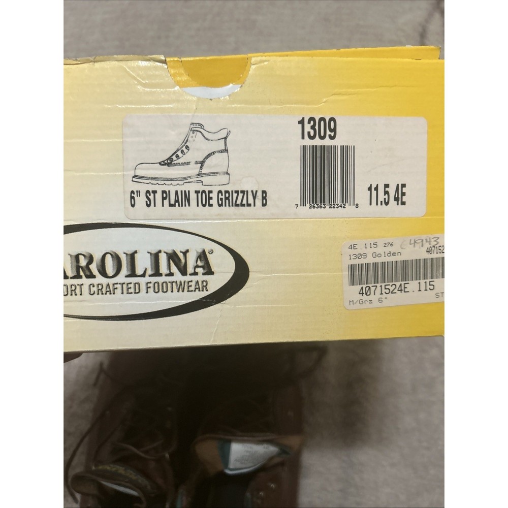 Carolina 6" St Plain Toe Grizzley B Size 11.5 4E