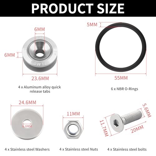 Universal Bumper Quick Release Kit, Front Rear quick release bumper 2set Silver