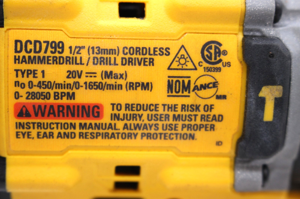 DEWALT DCD799 20V Max 1/2" Atomic 2 Speed Brushless Hammer Drill Driver