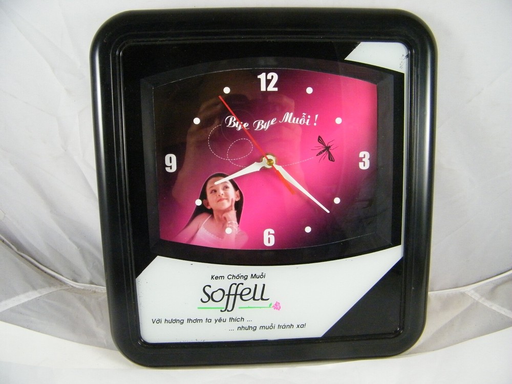 BYE BYE MUOI ~ SOFFELL ~ MOSQUITO REPELLENT ADVERTISING CLOCK