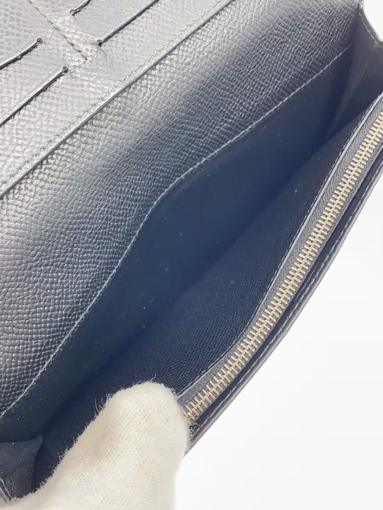 dunhill long wallet leather black plain men's