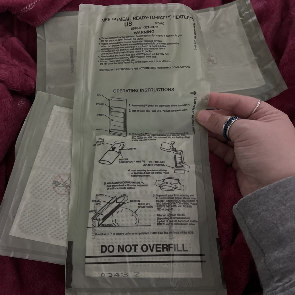 MRE Four (4) Flameless Ration Heaters Unopened Packs Camping