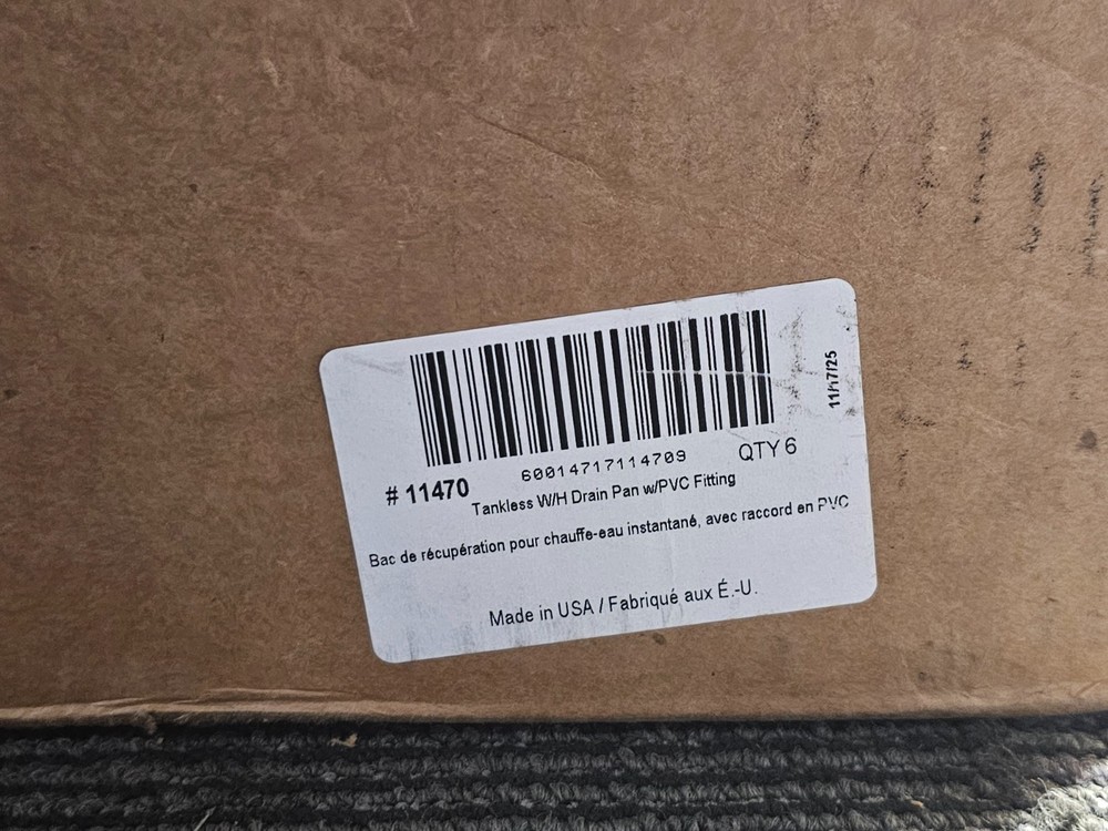 (QTY 6) CAMCO 11470 Tankless Water Heater Drain Pan Plastic W/PVC Fittings