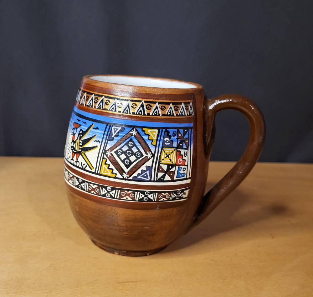 Handpainted peruvian souvenir ceramic mug