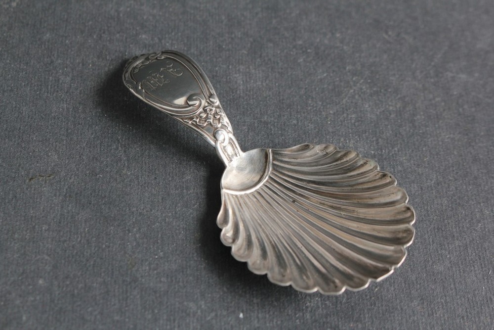 Antique silver shell tea caddy spoon (68934)