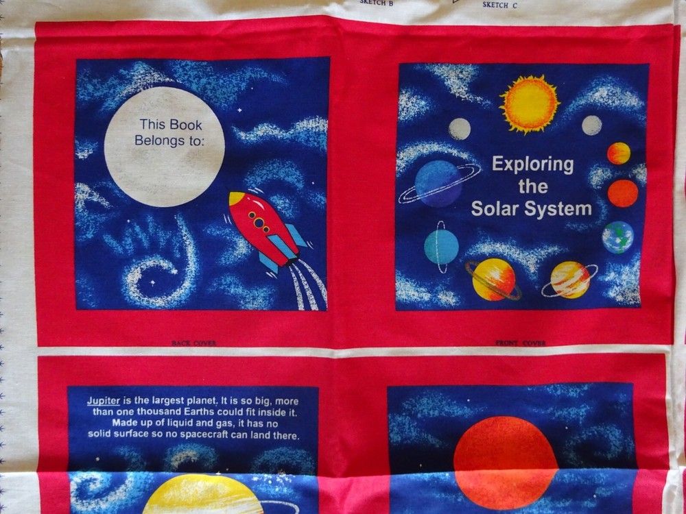 Exploring The Solar System, Outer Space Fabric Panel Quilted Book