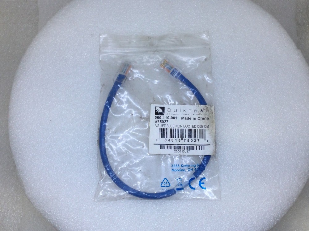 Quiktron 560-110-001 Non-Booted CAT 5e Ethernet Cable (Blue) - 1ft