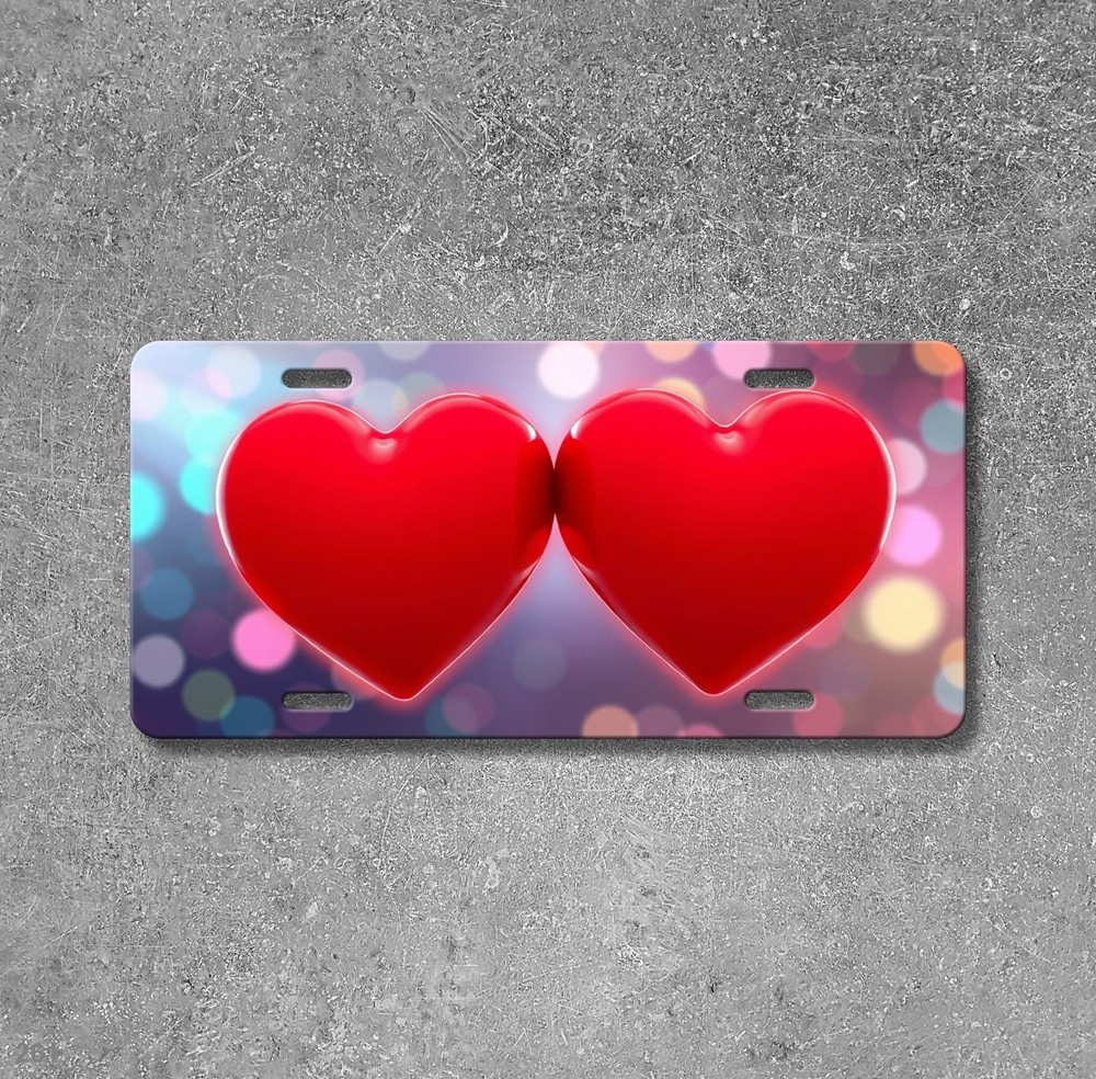 Premium Double Hearts Artwork Custom Name License Plate Editable Gift