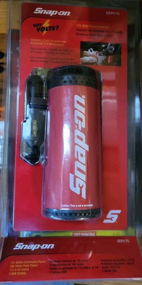 Red Snap-on ™ Tools EEPI175 175W Power Inverter USB with Cigarette Light Adapter