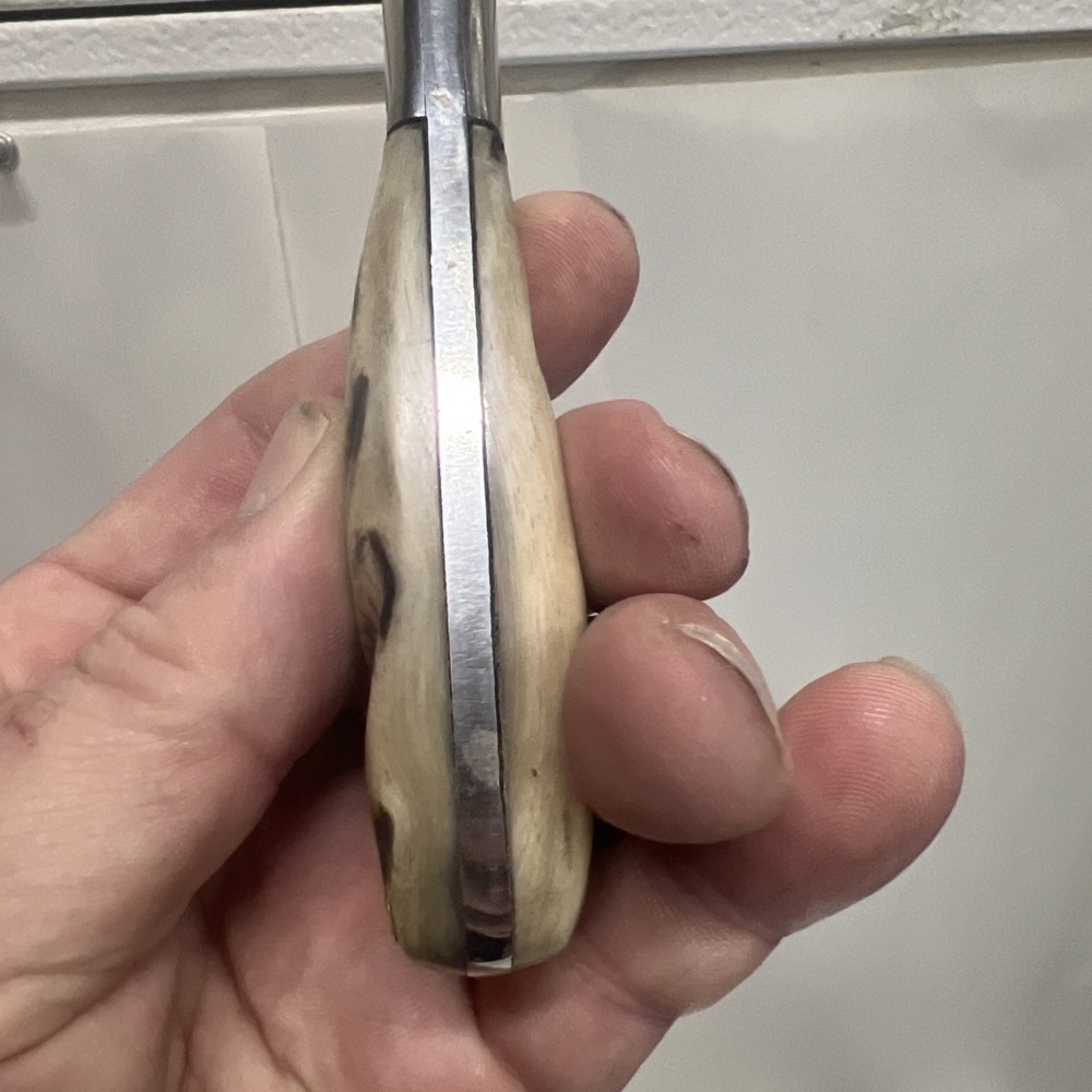 Custom 8.5”Fixed Knife w/ Bone Handle W/Leather Sheath