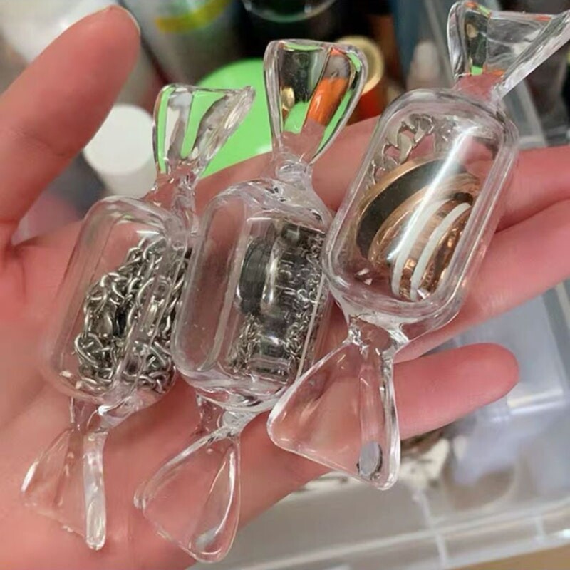 10 Pieces Clear Plastic Bead Storage Containers Candy-Shaped Mini Storage for