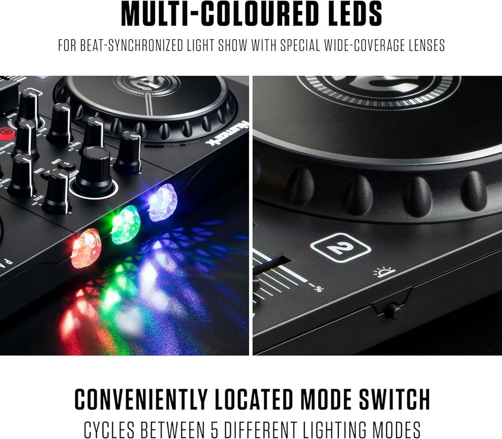 Compact DJ Controller with Lights and Mixer