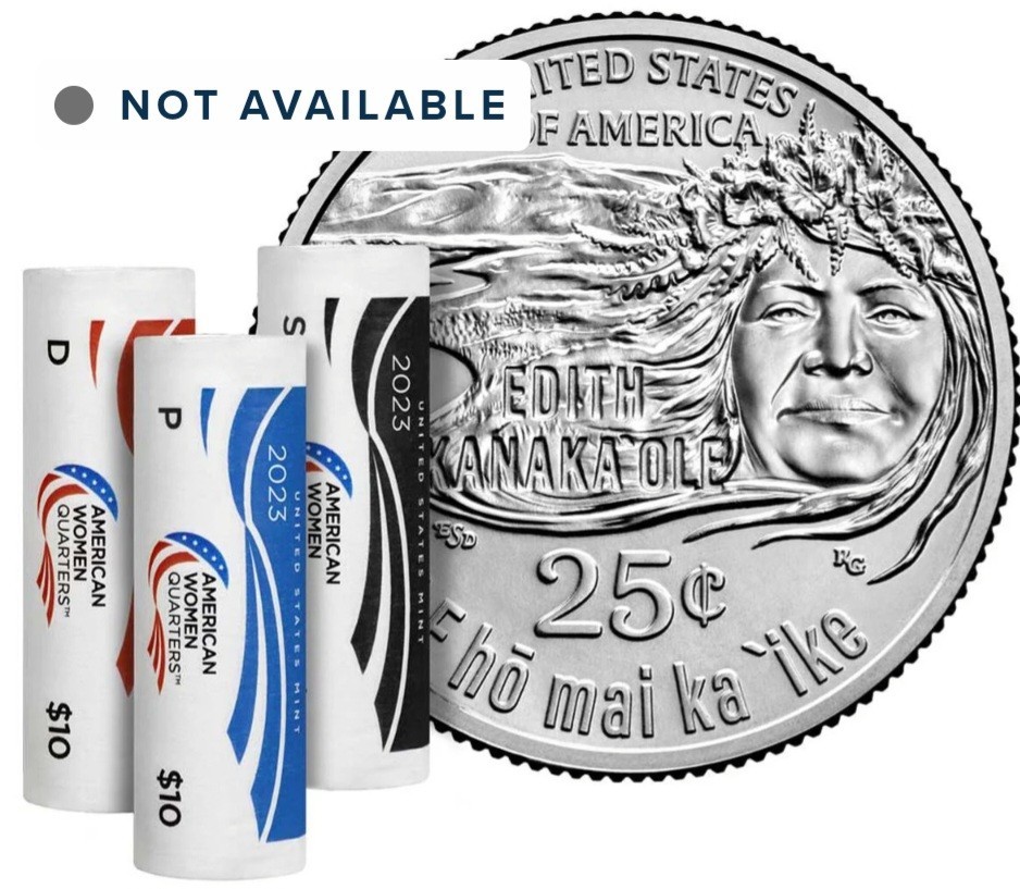2023 PDS Edith Kanaka'ole 3 US Mint Roll Set AWQ code 23WRD