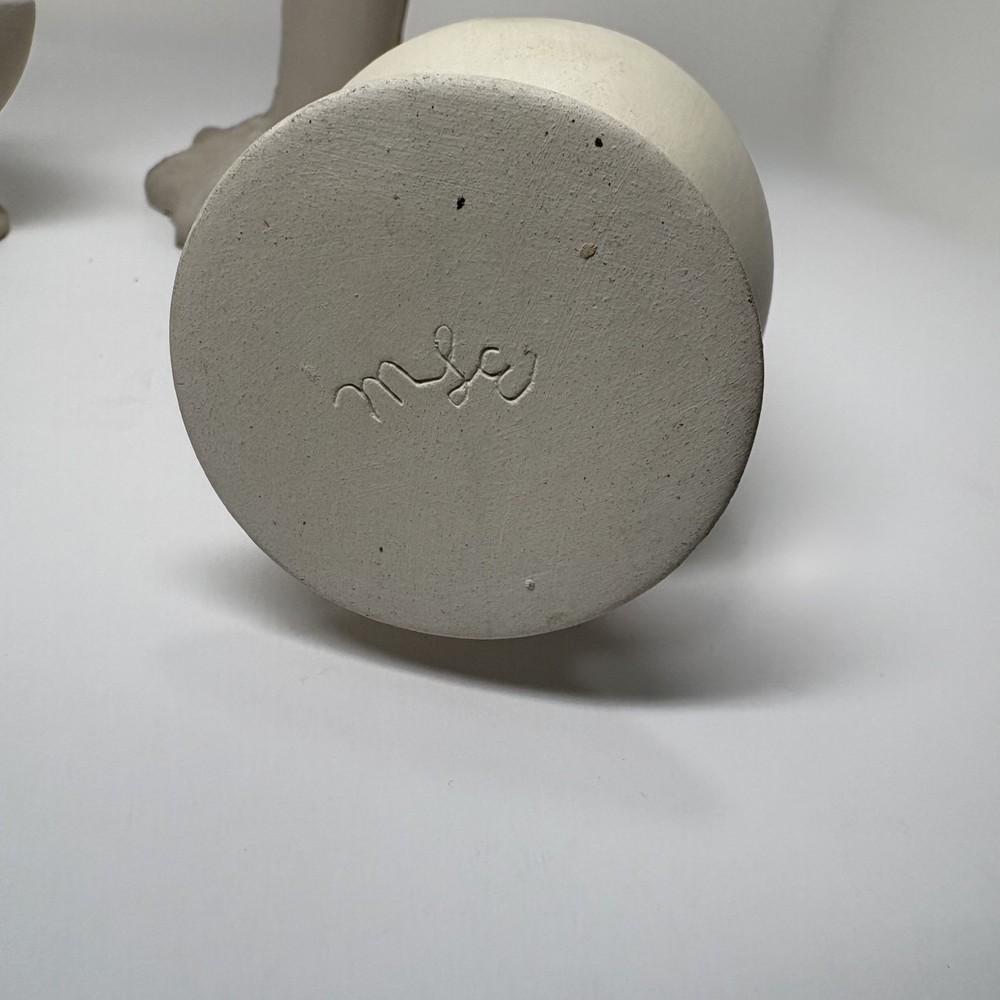 Bisque Candle Holders Ready to Paint Ceramic Pottery Signed