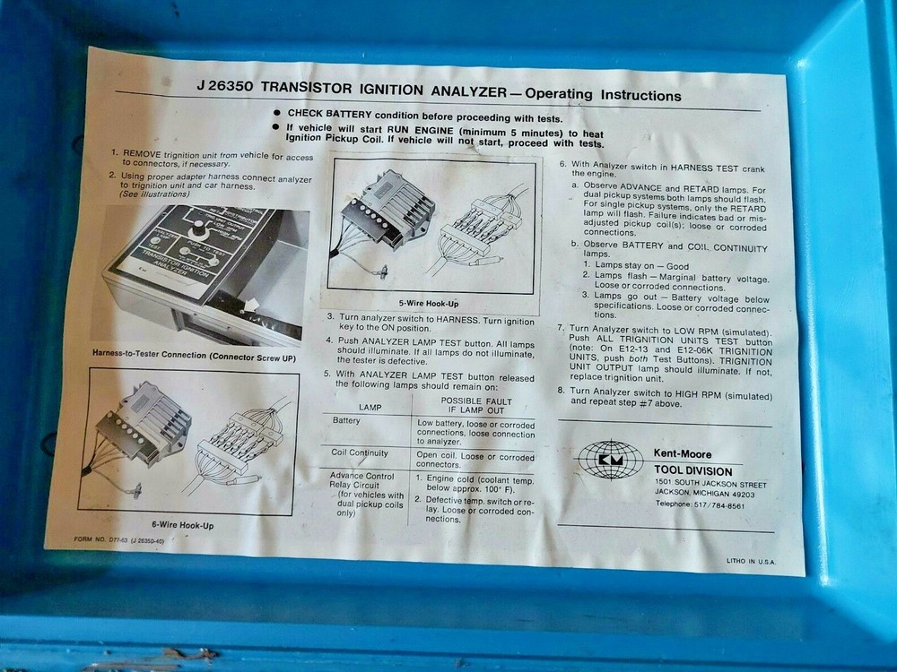 Kent-Moore Transistor Ignition Tester J26350