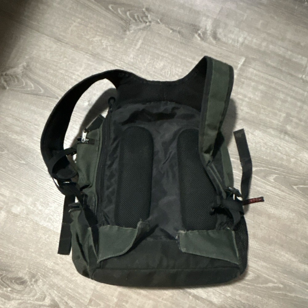 PoorBoy Green Nylon Hiking Backpack Zip Closure Padded Straps External Pockets