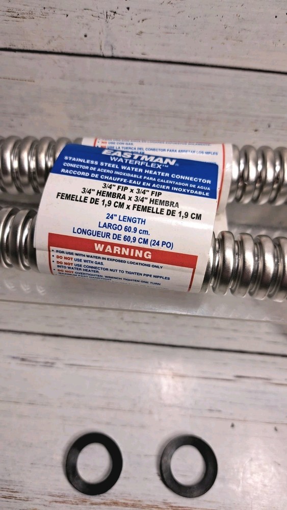 Eastman 24 Inch WaterFlex Water Heater Connector, 3/4" Inch FIP x 3/4". 2 Pack