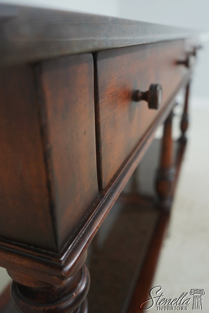 71957: HENREDON Acquisitions Walnut Finish Marble Top Server Console Table