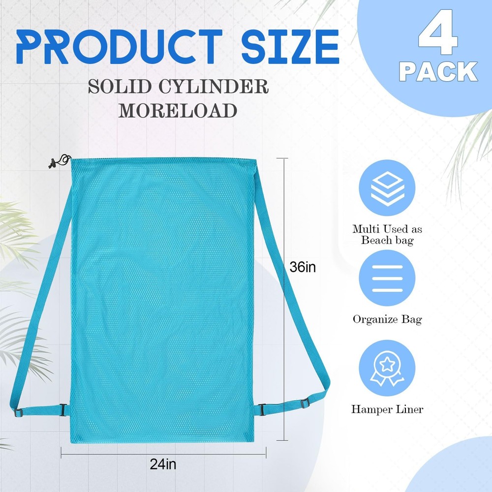 4 PCS Large Mesh Laundry Bag Adjustable Drawstring 24 x 36 Inches Classic