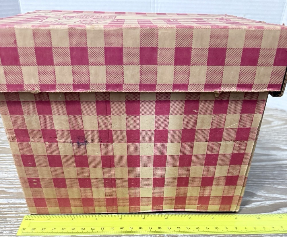 Vintage Cardboard Lone Star Sewing Patterns Storage Box Red Gingham
