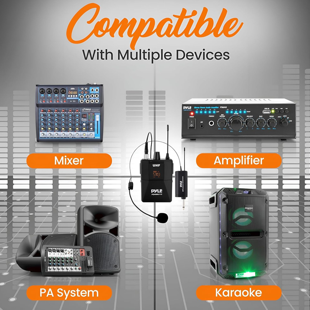 UHF Wireless Microphone System Kit - Portable Professional Cordless Microphone S