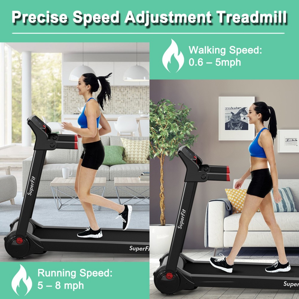 Folding Electric Treadmill 3.0HP Exercise Running Machine w/ App Control Red