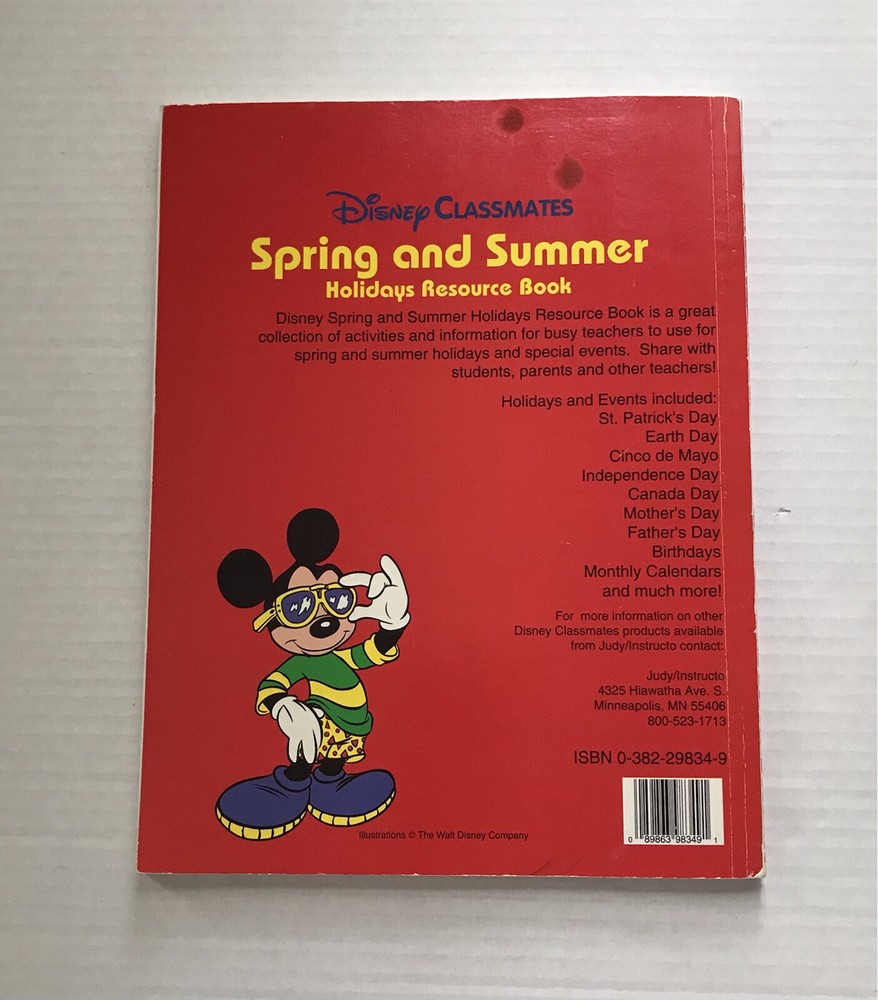 Disney Classmates Spring Summer Holidays Activity Book 1991 PB Judy Instructo