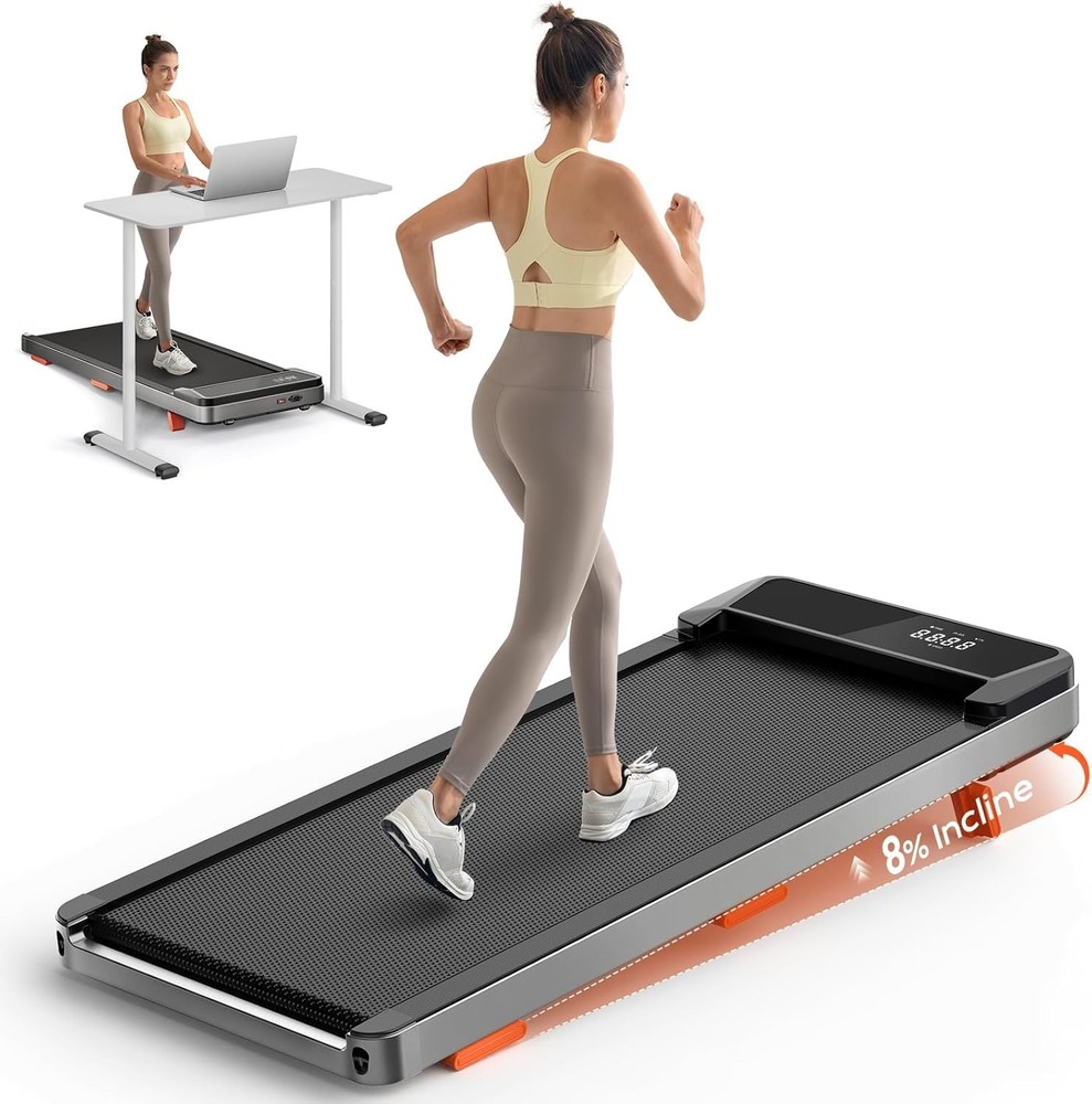 Compact Walking Treadmill with Shock Absorption & Remote Control for Home Office