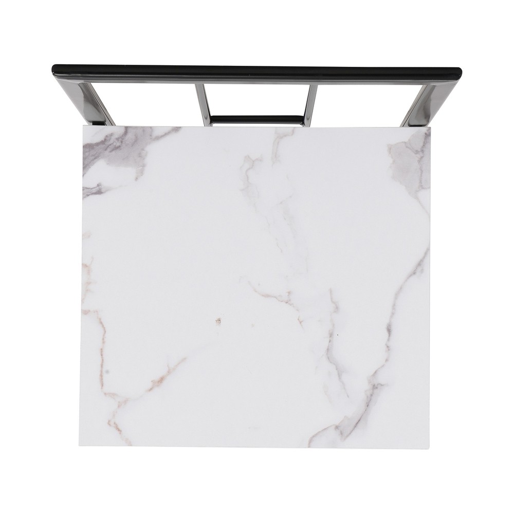 Modern 7-Piece Dining Table Set, Kitchen Faux Marble Table with Chairs for 6