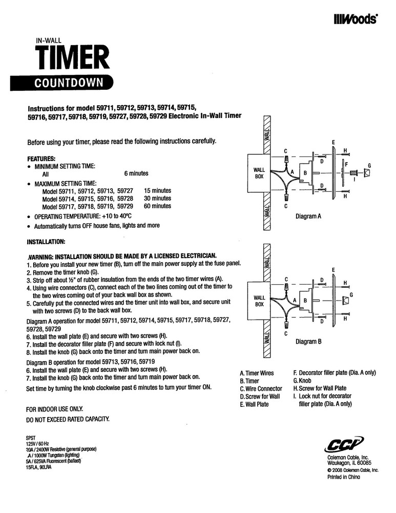 60 Minute Spring Wound Timer; White, 59717