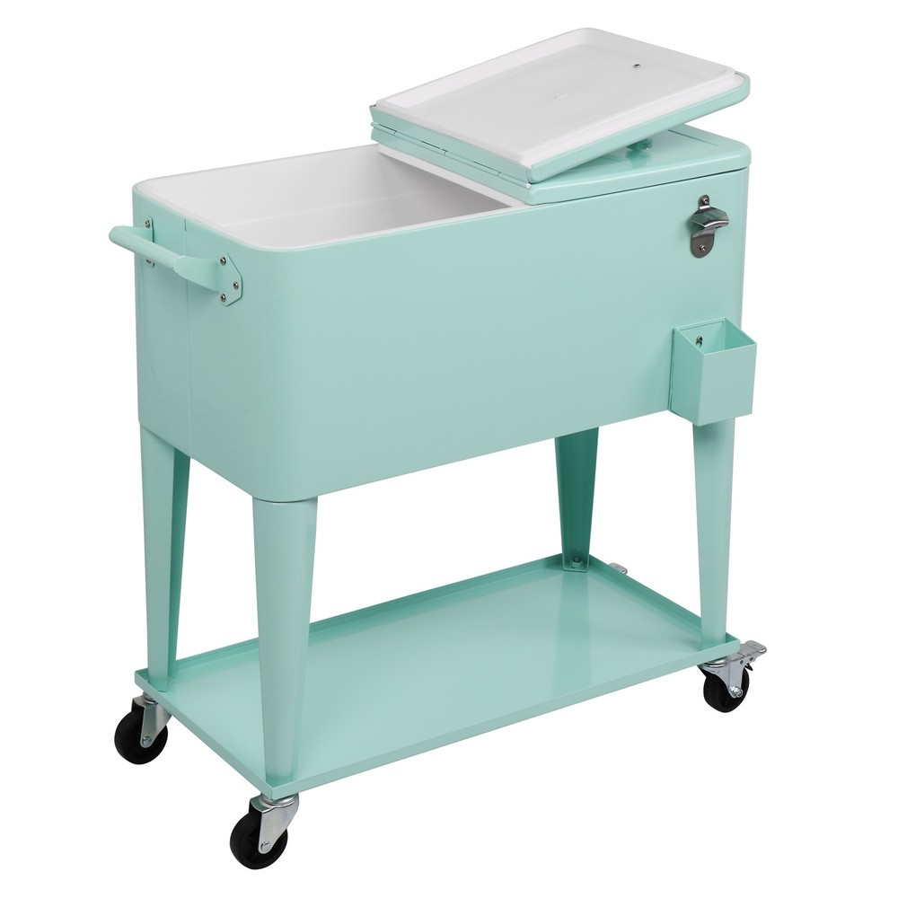 Rectangular Plastic Frozen Insulation Cart, Mint Green, Portable Cooler