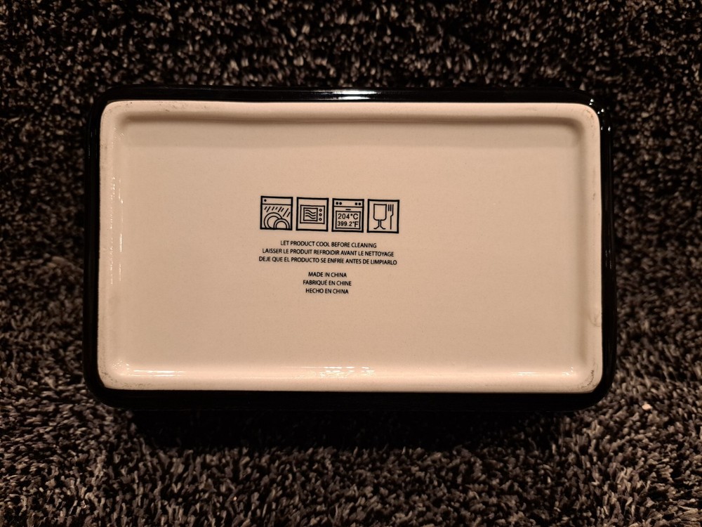 Stoneware Bread Pans, 2 Sizes - B&W Floral Pattern Glazed Ceramic Bakeware Set