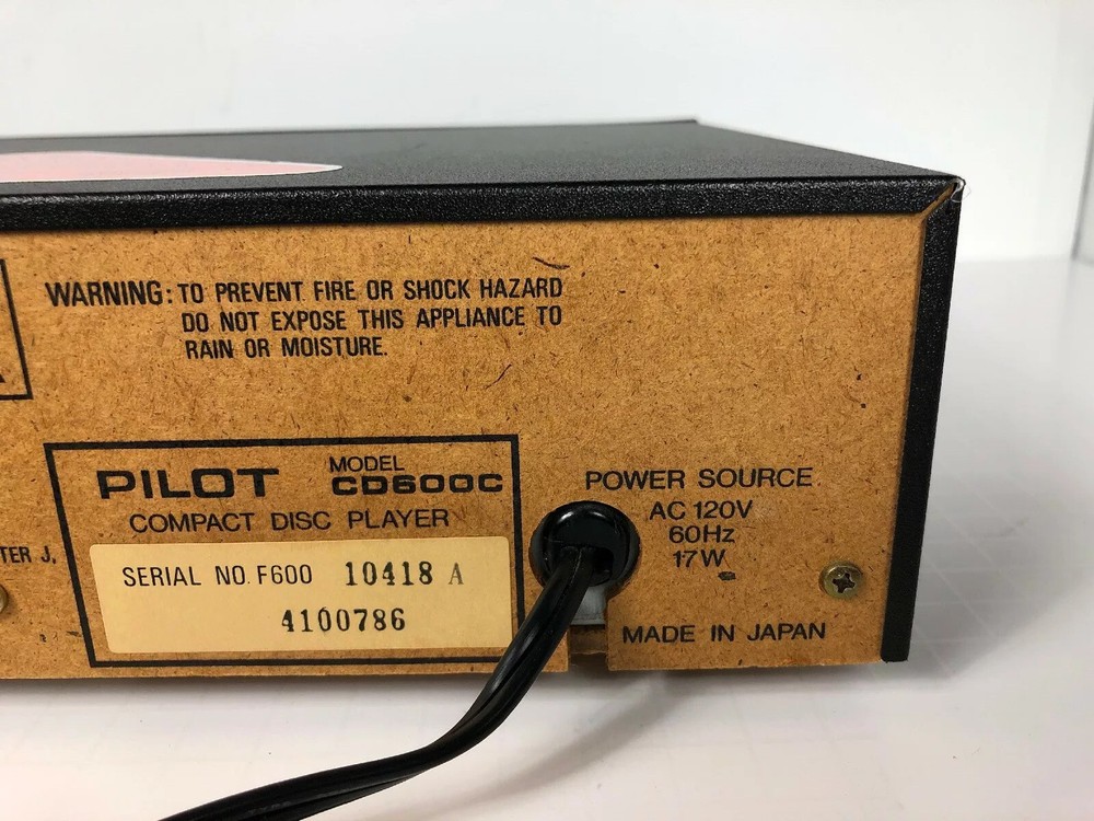 Rare Pilot Compact Disc Player CD600C ~made In Japan!