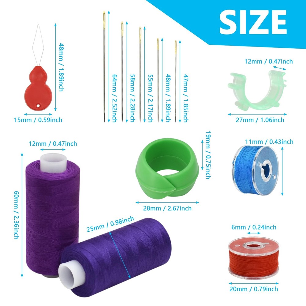 100pcs bobbin Threads kits, 400yard Per Polyester Thread Spool Set Matching P...