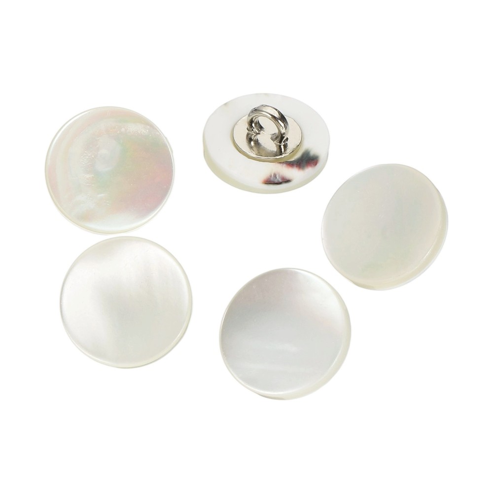 5Pcs Natural Shell Button, 12.5mm Shell Shank Buttons, Bright White/Silver