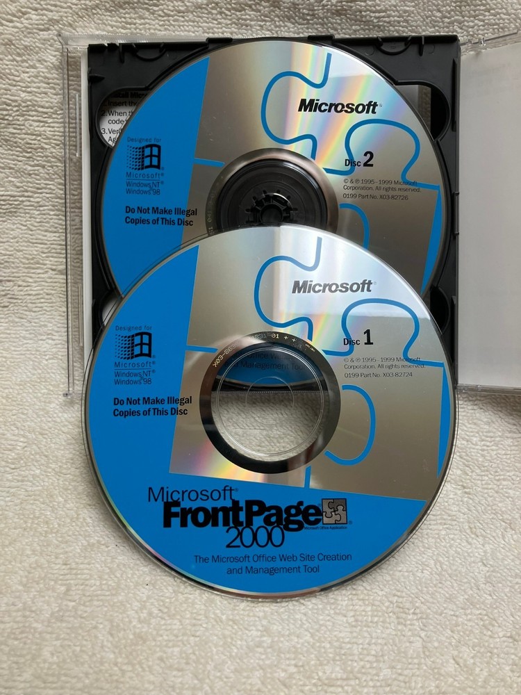 Vintage Microsoft FrontPage 2000 PC 2 CD-ROM Set - USA Seller