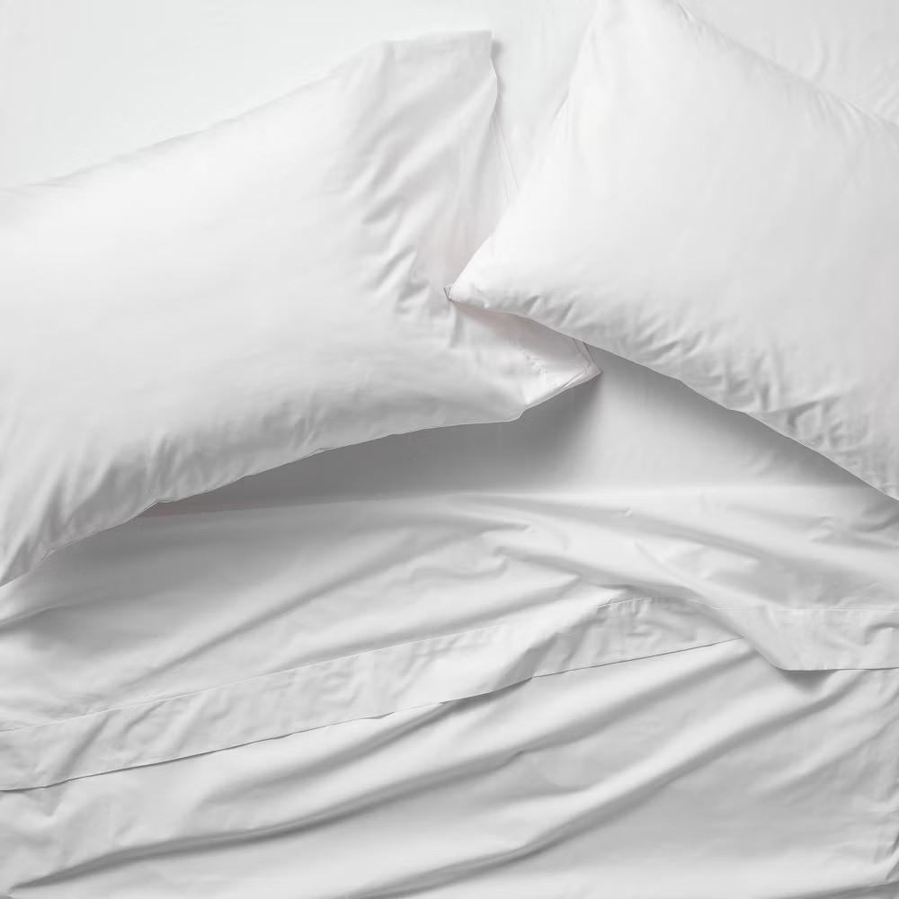 Standard 400 Thread Count Percale Pillowcases White - Casaluna